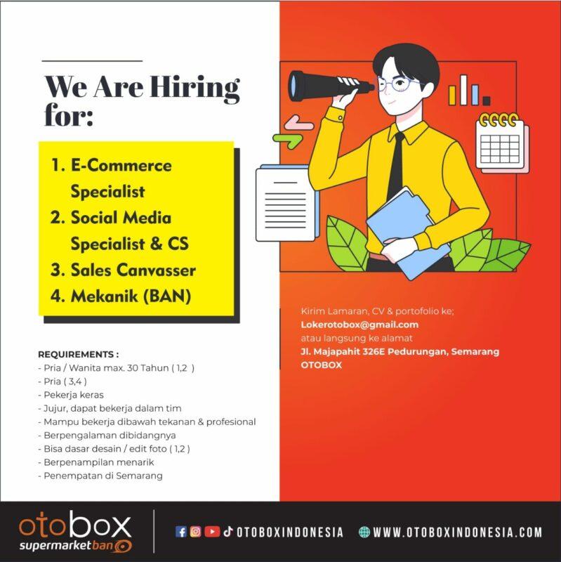 Lowongan Kerja E Commerce Specialist Sosial Media Spesialist CS