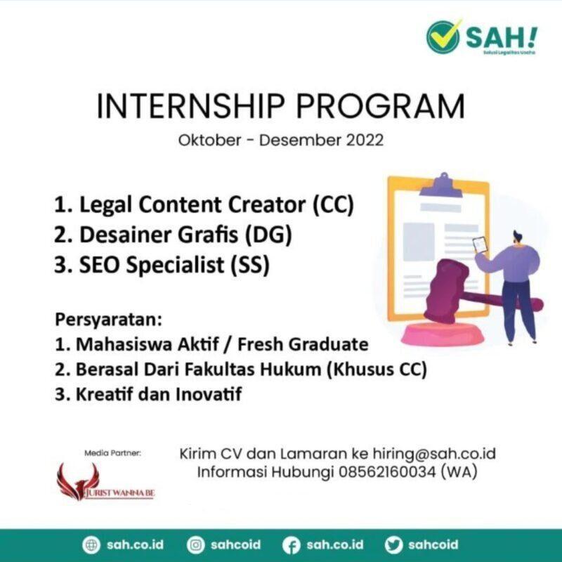 Lowongan Kerja Internship Legal Content Creator Di Sah Co Id