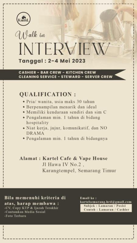 Lowongan Kerja Cashier Bar Crew Kitchen Crew Cleaning Service