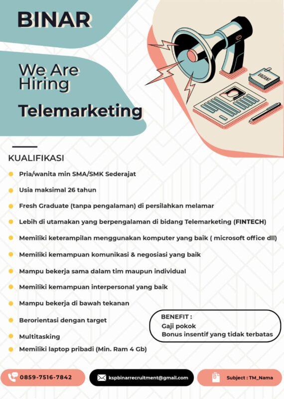 Lowongan Kerja Telemarketing Fintech Di KSP Binar LokerSemar Id