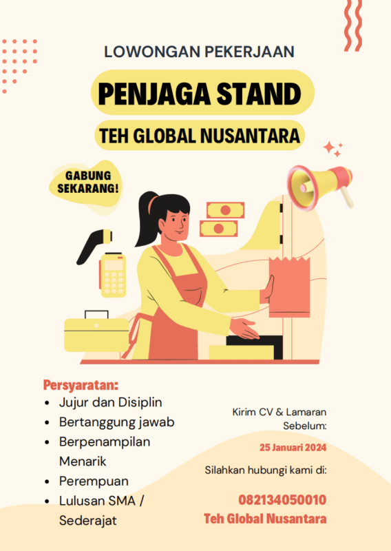 Lowongan Kerja Penjaga Stand Di Teh Global Nusantara LokerSemar Id