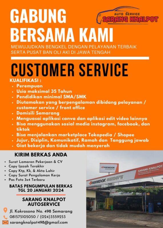 Lowongan Kerja Customer Service Di Toko Ban Sarang Knalpot LokerSemar Id