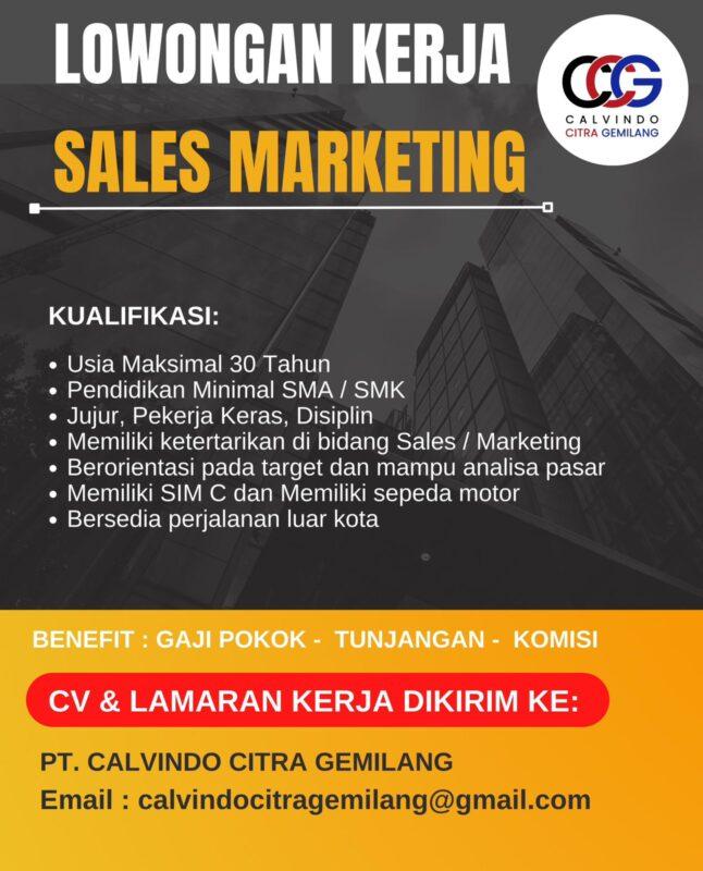 Lowongan Kerja Sales Marketing Di PT Calvindo Citra Gemilang