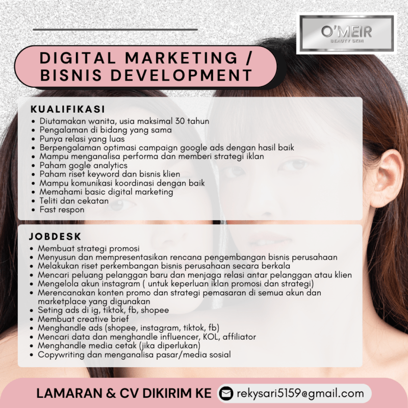 Lowongan Kerja Digital Marketing Bisnis Development Admin Konten