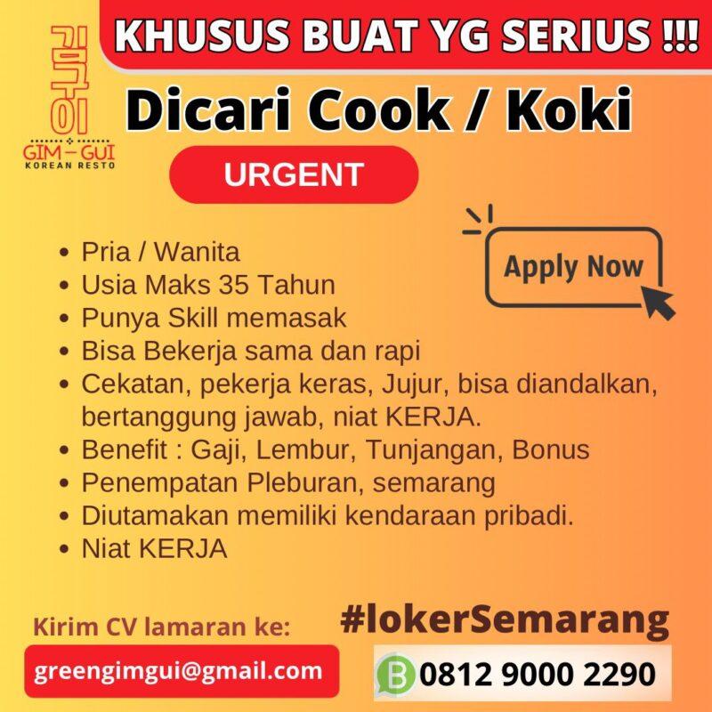 Lowongan Kerja Cook Koki Di Gim Gui Korean Resto Lokersemar Id