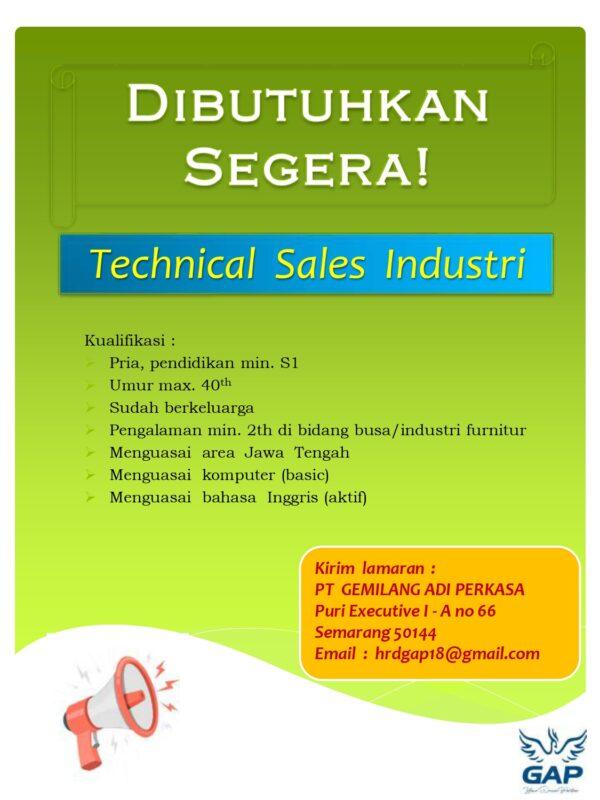 Lowongan Kerja Technical Sales Industri Di Pt Gemilang Adi Perkasa