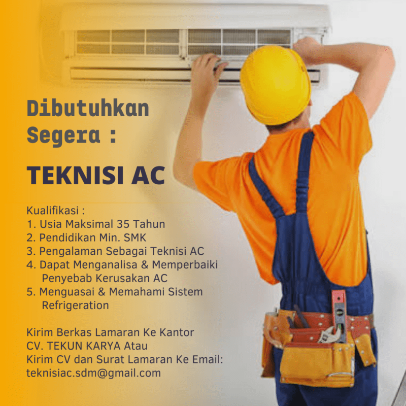 Lowongan Kerja Teknisi Ac Di Cv Tekun Karya Lokersemar Id