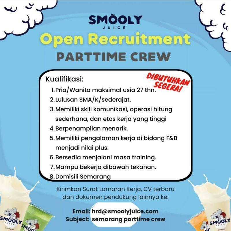 Lowongan Kerja Part Time Crew - Head Store - Head Cook - Digital Sales ...