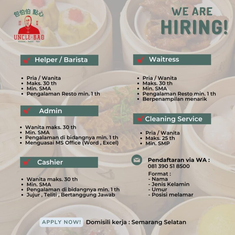 Lowongan Kerja Helperbarista Admin Cashier Waitress Cleaning