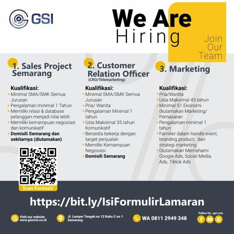 Lowongan Kerja Sales Project Semarang Customer Relation Officer Cro