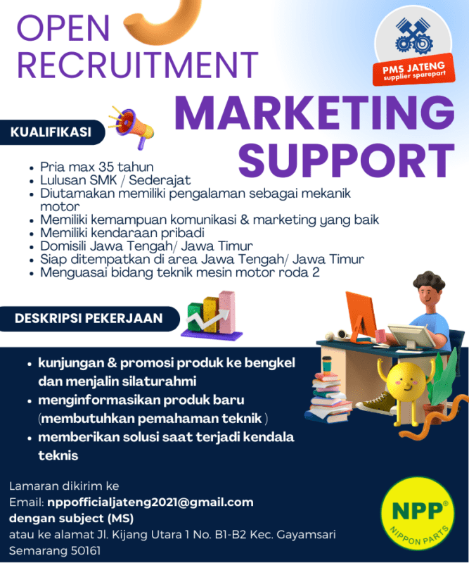 Lowongan Kerja Marketing Support (Diutamakan ex Mekanik) di PT ...