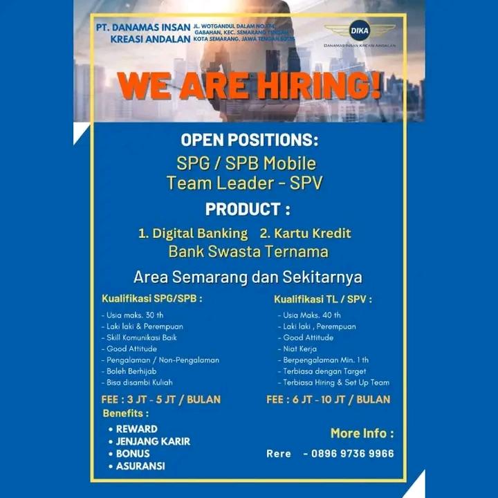 Lowongan Kerja Spg Spb Mobile Team Leader Spv Di Pt Danamas Insan