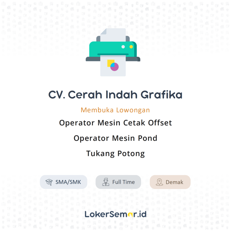 Lowongan Kerja Operator Mesin Cetak Offset Operator Mesin Pond