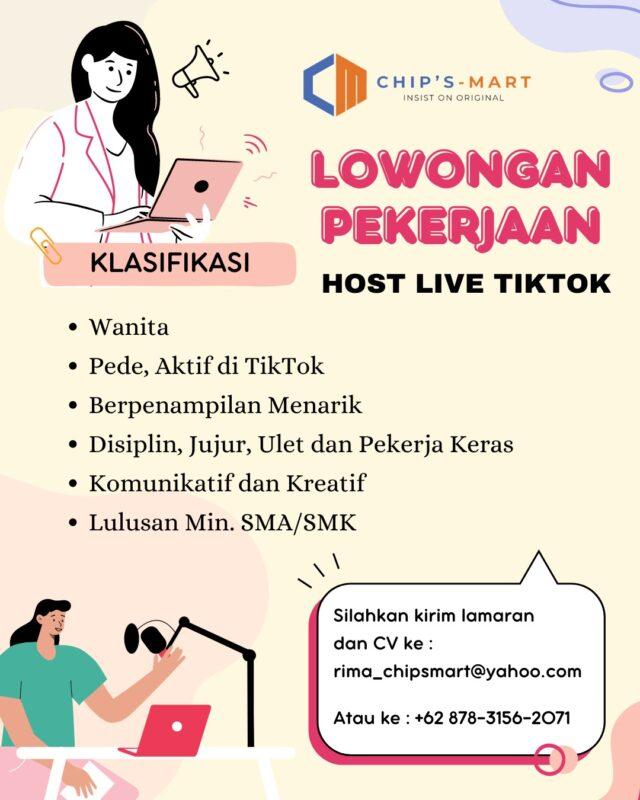 Lowongan Kerja Host Live TikTok Karyawan Stand Makanan Freelance Fotographer Videographer