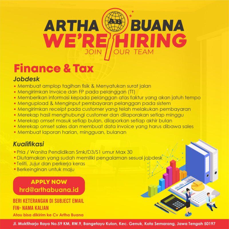 Lowongan Kerja Finance & Tax - Admin Pengiriman - Driver Di CV. Artha ...