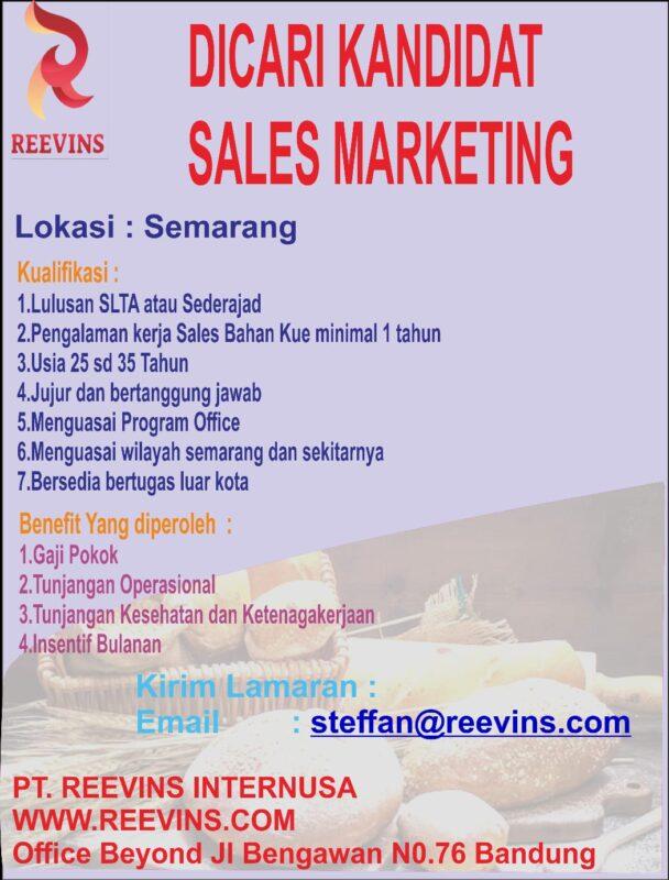 Lowongan Kerja Sales Marketing Di Pt Reevins Internusa Ingredia Lokersemar Id