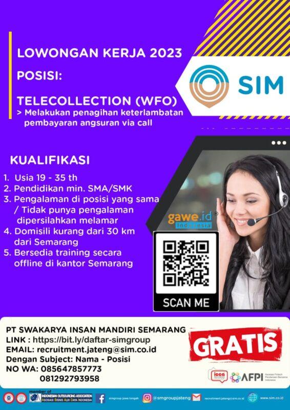 Lowongan Kerja Telecollection (WFO) Di PT. Swakarya Insan Mandiri ...