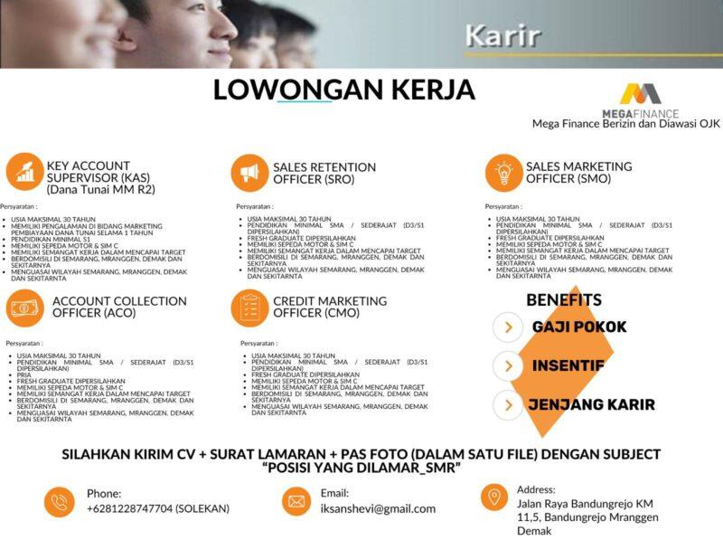 Lowongan Kerja sales retention officer sro motor sales marketing officer smo motor di mega finance