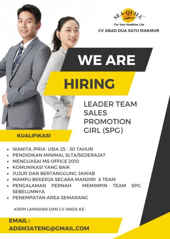 Lowongan Kerja Leader Team Sales Promotion Girl (SPG) Di CV. Abad Dua ...