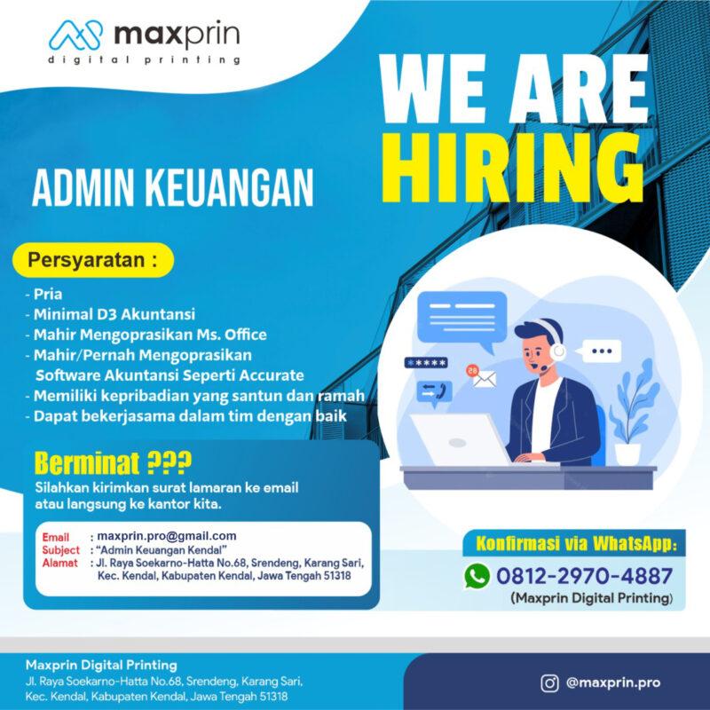 Lowongan Kerja Admin Keuangan di Maxprin Digital Printing - LokerSemar.id