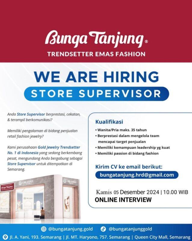 Lowongan Kerja Store Supervisor Sales Retail Di Bunga Tanjung Gold